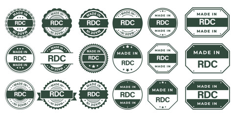 Made in Democratic Republic of Congo Vintage Stamp Badges Collection, Made in Democratic Republic of Congo Retro Badge & Stamp Logo Collection
