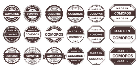 Obraz premium Made in COMOROS Vintage Stamp Badges Collection, Made in COMOROS Retro Badge & Stamp Logo Collection