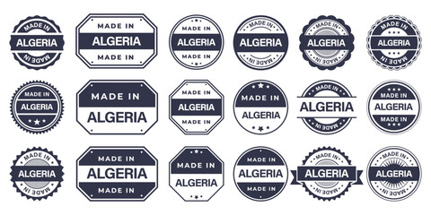 Obraz premium Made in ALGERIA Vintage Stamp Badges Collection, Made in ALGERIA Retro Badge & Stamp Logo Collection