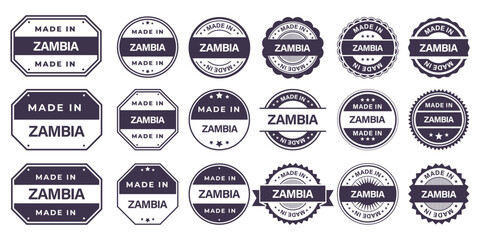 Obraz premium Made in ZAMBIA Vintage Stamp Badges Collection, Made in ZAMBIA Retro Badge & Stamp Logo Collection