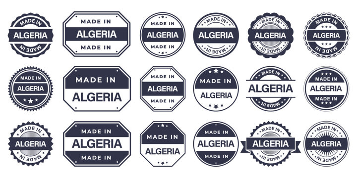 Made in ALGERIA Vintage Stamp Badges Collection, Made in ALGERIA Retro Badge & Stamp Logo Collection