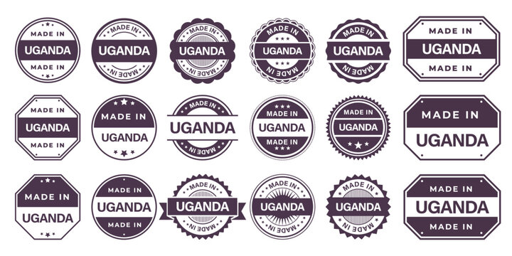 Made in UGANDA Vintage Stamp Badges Collection, Made in UGANDA Retro Badge & Stamp Logo Collection