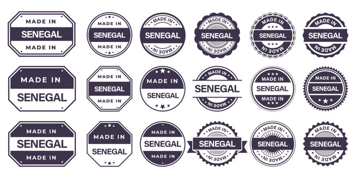 Made in SENEGAL Vintage Stamp Badges Collection, Made in SENEGAL Retro Badge & Stamp Logo Collection
