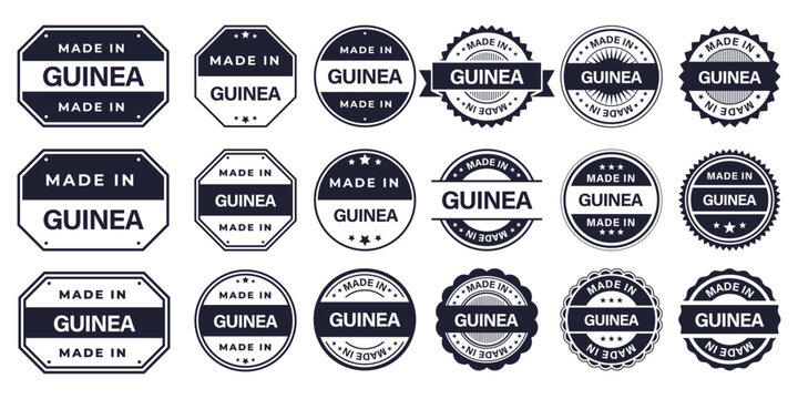 Made in GUINEA Vintage Stamp Badges Collection, Made in GUINEA Retro Badge & Stamp Logo Collection