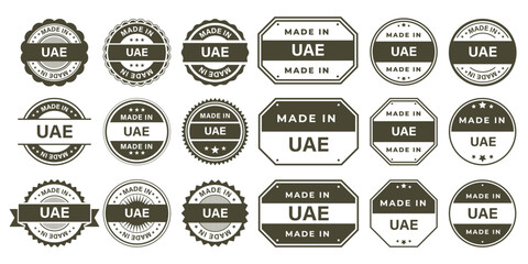 Obraz premium Made in United Arab Emirates Vintage Stamp Badges Collection, Made in United Arab Emirates Retro Badge & Stamp Logo Collection