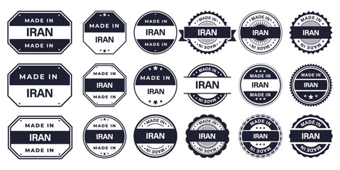 Obraz premium Made in IRAN Vintage Stamp Badges Collection, Made in IRAN Retro Badge & Stamp Logo Collection