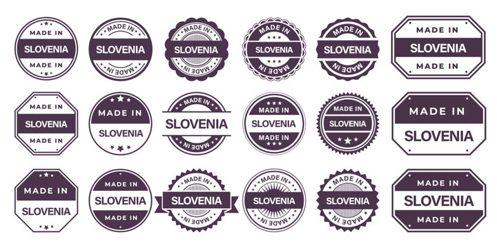 Made in SLOVENIA Vintage Stamp Badges Collection, Made in SLOVENIA Retro Badge & Stamp Logo Collection