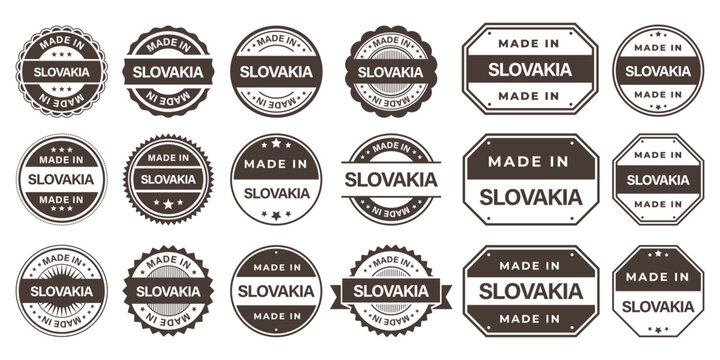 Made in SLOVAKIA Vintage Stamp Badges Collection, Made in SLOVAKIA Retro Badge & Stamp Logo Collection