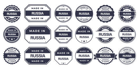 Obraz premium Made in RUSSIA Vintage Stamp Badges Collection, Made in RUSSIA Retro Badge & Stamp Logo Collection