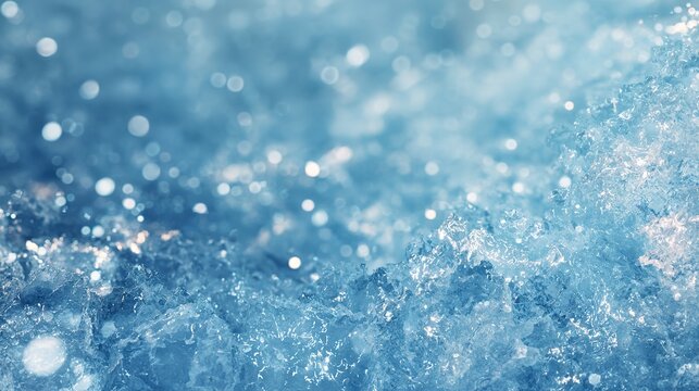 Abstract Ice Texture: An abstract composition showcasing the intricate crystalline structure of ice, illuminated by soft light, evokes a sense of cold beauty and ephemeral elegance.