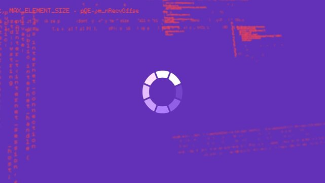On start segmented loader cycling clockwise, segments pulsing, code shifting, showing processing