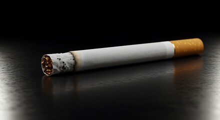 Obraz premium Burnt Cigarette on Reflective Surface
