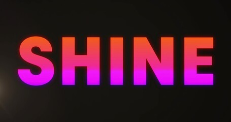 Obraz premium Displaying bold SHINE text glowing with warm-to-cool gradient on studio backdrop, lens-flare