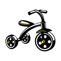 Obraz premium Black and yellow tricycle with three wheels and handlebars