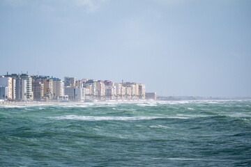 Cadiz (Spain) coastline with buildings along the coast and the Atlantic Ocean © Richard Waghorn