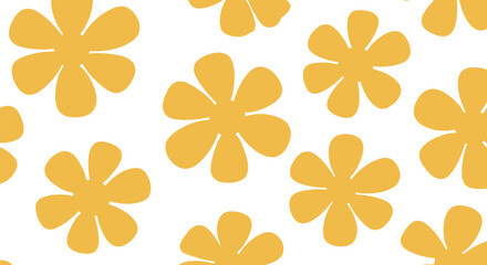 Obraz premium Seamless yellow flower vector clipart pattern, retro floral background for spring design