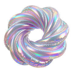 Abstract 3D Holographic Iridescent Inflatable Knot Design, Futuristic Metallic Rainbow Texture for Modern Background and Creative Tech Posters