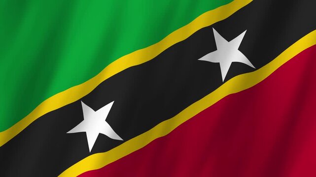 Saint Kitts and Nevis Flag Waving on Wind, Realistic 4K Background Animation