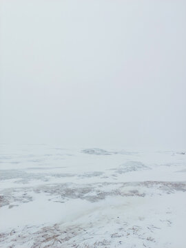 A frozen sea with snow