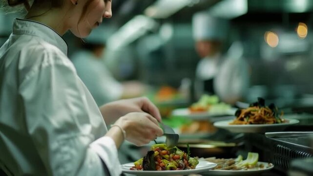 Chefs in white coats, busy preparing dishes in the kitchen, will convey dynamism and professionalism, becoming the main backdrop for cooking shows or restaurant advertisements.
