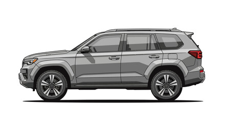Modern gray SUV driving on open road with sleek design