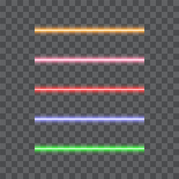 Neon tube light set, vector illustration.