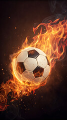 Fototapeta premium Soccer ball on fire, dynamic, abstract, sport concept