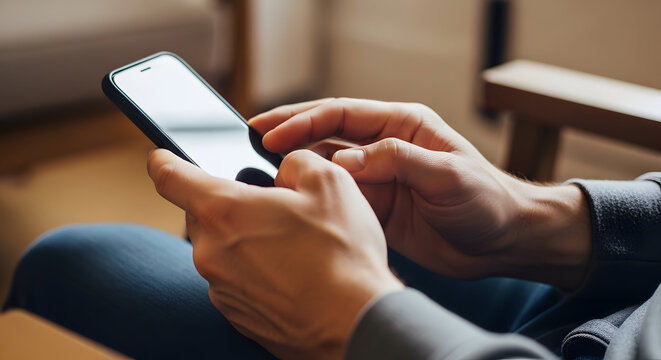 close-up of hands interacting with a smartphone touchscreen &mdash; suited for app UX, mobile interaction, messaging, product mockups, or device-focused visuals.

