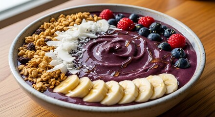 Fototapeta premium Healthy Acai Bowl with Fresh Fruits and Granola.