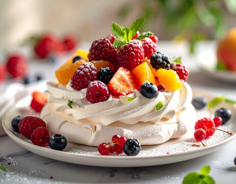 Pavlova mit Fr&uuml;chten