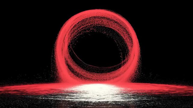 Visual representation of different shapes formed with particles in a black background during a scientific demonstration at a research lab