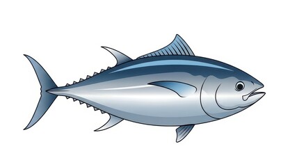 Obraz premium Illustration of a large, sleek ocean fish with blue dorsal shading swims horizontally