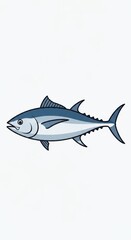 Obraz premium Simple cartoon illustration depicts a streamlined pelagic swimmer moving across a bright background