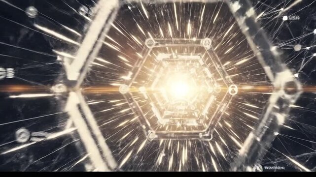Central Bank Digital Currency CBDC Concept with Futuristic Hexagonal Tunnel and Digital Connections.