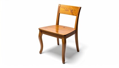 Fototapeta premium A wooden chair with a seat, backrest, and curved legs against a white background