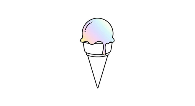Charming minimalist illustration of a melting pastel ice cream cone a sweet summer delight