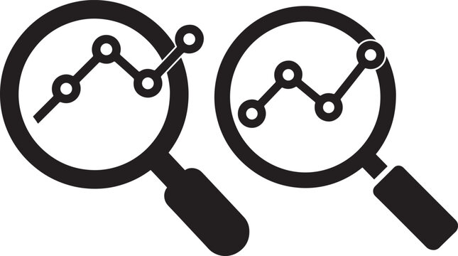 Analysis chart graph silhouettes vector research