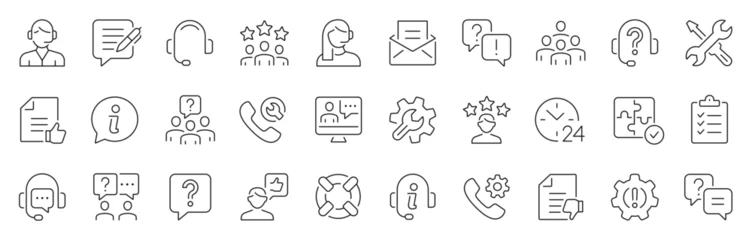 Customer service thin line icons set. Assistance, question, operator, support icon. Editable stroke. Vector illustration © warmworld