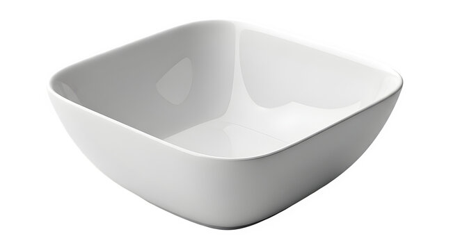 White square shaped bowl isolated on transparent background