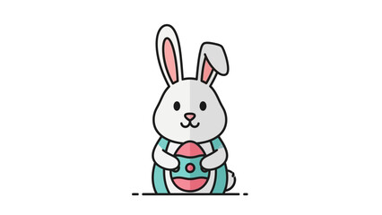 Obraz premium Cartoon Bunny Holding Easter Egg Illustration.