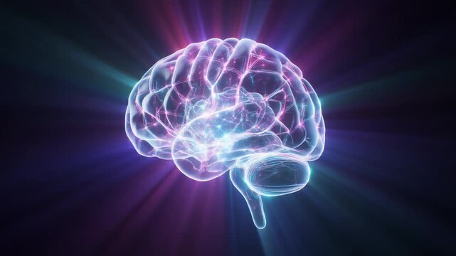 Abstract AI brain-like light structure, non-human form