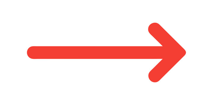 Long arrows. Red arrow pointing vector. Red left arrow icon. Straight long arrow pointing . Vector red long arrow icon. Thin long arrow vector icon. A solid long arrow pointing on white background. ic