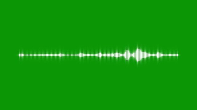 Vibrant Glowing White Audio Waveform Green Screen | 4K Neon Sound Spectrum Visualizer | Modern Music Equalizer Display | Digital Voice Frequency Wave | Professional Chroma Key Soundwave Element