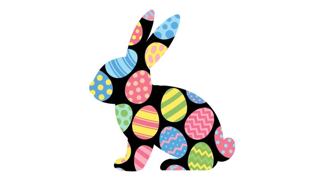 Colorful Easter Bunny Silhouette.