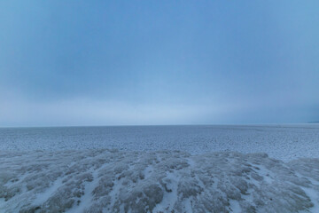 Frozen Baltic Sea coastline in Sassnitz, Germany
