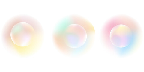 Set color circle gradient noise gradation. Abstract colorful watercolor blur mesh on isolated transparent background. Circle shape png.