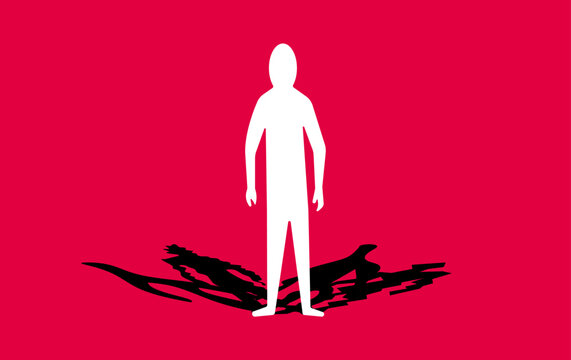 Man standing in front of different shadows, multiple personality mental illustration