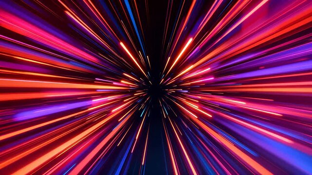 Colorful light beams radiating outward