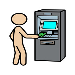 Person using an ATM machine to withdraw cash, a common financial transaction