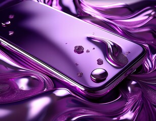 liquid chrome with glitter phone wallpaper light purple tones